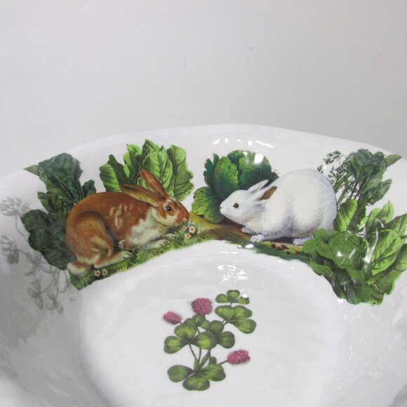lot of 2 large Michel plastic serving bowl bunny floral spring